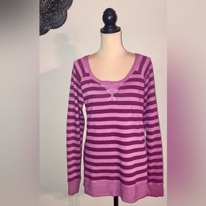 Women's Maurices Long Sleeve Striped Pink/Mauve Sweatshirt/Top, Medium M